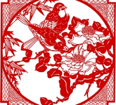 喜鹊牡丹窗花图片