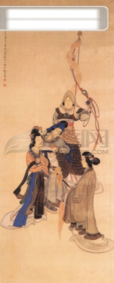 古代艺术小桥流水人家古代人物民间人物人物壁画中国文化人物画像中国风中华艺术绘画