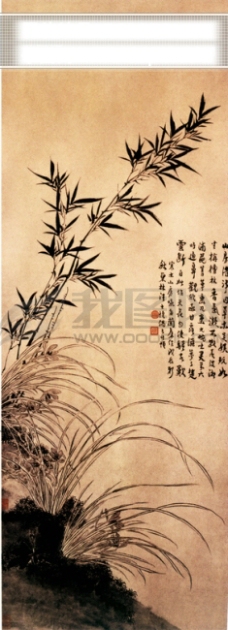 白牡丹牡丹花竹子丹顶鹤白鹤梅花树枝柳絮飘絮杂草树干植物中国风中华艺术绘画