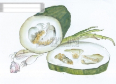 水墨中国风水墨画蔬菜中国风鱼篮子中华艺术绘画