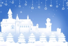 星光下的雪中城堡图片