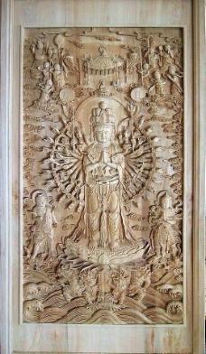 木板浮雕千手观音图片