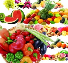 蔬菜瓜果水果蔬菜西瓜香蕉苹果葡萄梨草莓菠萝图片