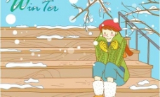 圣诞女孩韩国冬季圣诞小女孩插画图片