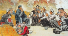 中国现代名画知心话图毛泽东农民图片