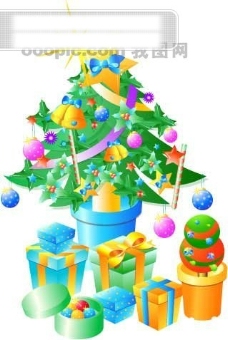 圣诞物品圣诞系列饰品之礼物树矢量图