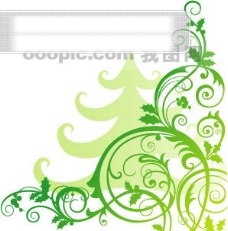 潮流素材绿色潮流花纹圣诞矢量图素材